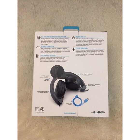 JLab Studio Wireless On-Ear Headphones - Black - Picture 2 of 3